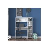 Escritorio-Librería Color Blanco, 113x40x142cm - Estilo Versátil y Espacioso