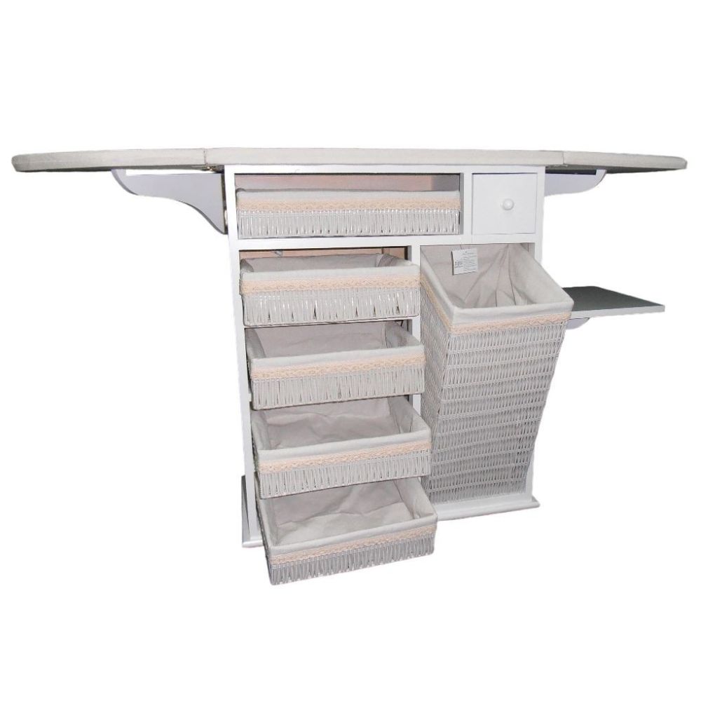 Mueble de Plancha Estoril Blanco Vintage + (Funda Elastica XXL Premiun Rayen + Tensores)
