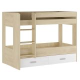 Litera con Cajonera en Blanco y Natural - 95.6 cm (Largo) x 195.4 cm (Ancho) x 146.6 cm (Alto)