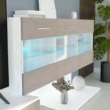 Mueble de Salón con Leds, Acabado en Andersen Pino, 250x115 cm