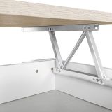 Mesa de Centro Elevable, Acabado en Color Blanco con Tapa Cambria, Medidas: 90 cm (Ancho) x 50 cm (Fondo) x 46-57 cm (Alto)
