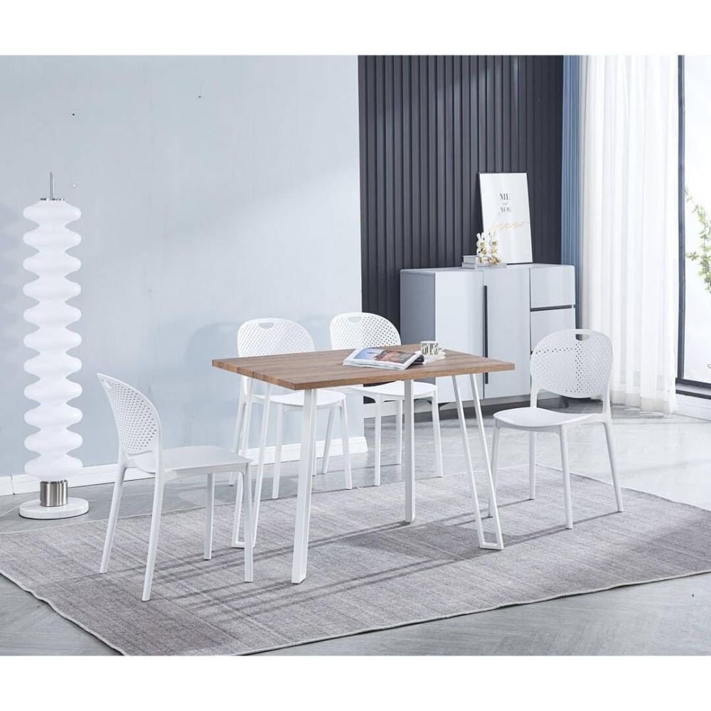 Pack 5 Sillas Cocina Color Blanco de plastico Polipropileno, Silla de Comedor Medidas: 40 cm (Anc) x 55 cm (Lar) x 80 cm (Al)
