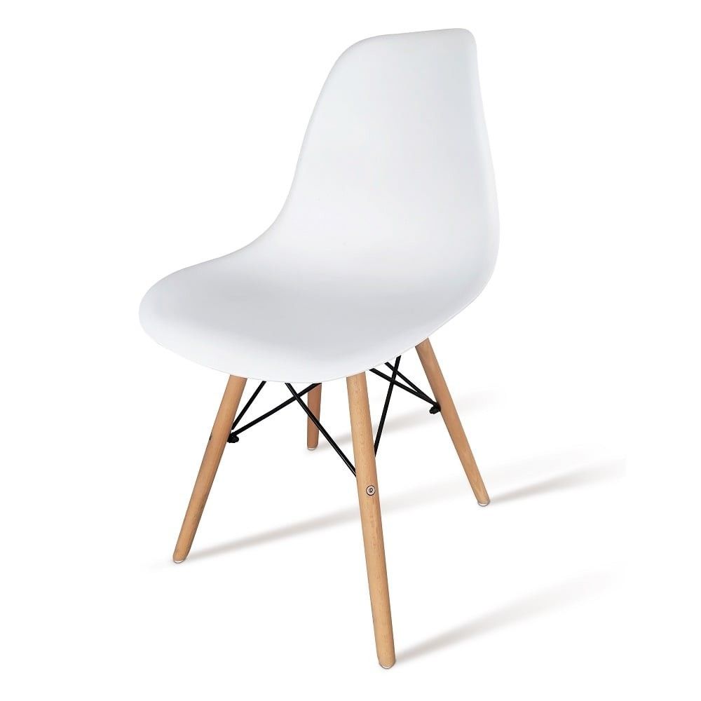 Pack 4 Sillas de Comedor, Sillas Cocinas, Acabado en Blanco y Madera, Medidas: 45 cm (Ancho) x 53 cm (Largo) x 83 cm (Alto)