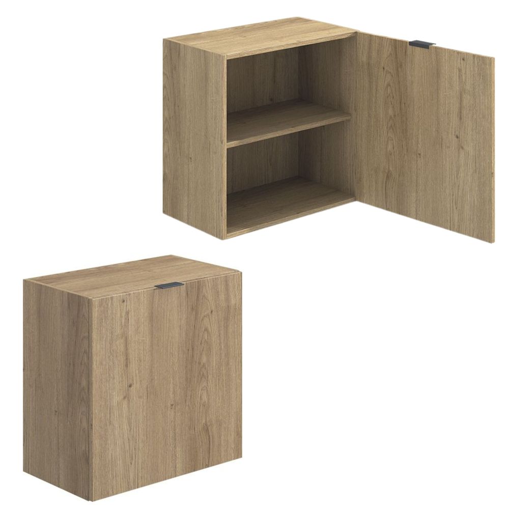 Meyvaser Mueble de salón y TV Conjunto muebles de salón apilable 270 Cm Ancho Color madera y blanco