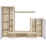 Meyvaser Mueble de salón y TV Composición de salón grande 263 Cm Cambrian-Blanco en madera de gran calidad