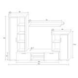 Meyvaser Mueble de salón y TV Composición de salón grande 263 Cm Cambrian-Blanco en madera de gran calidad