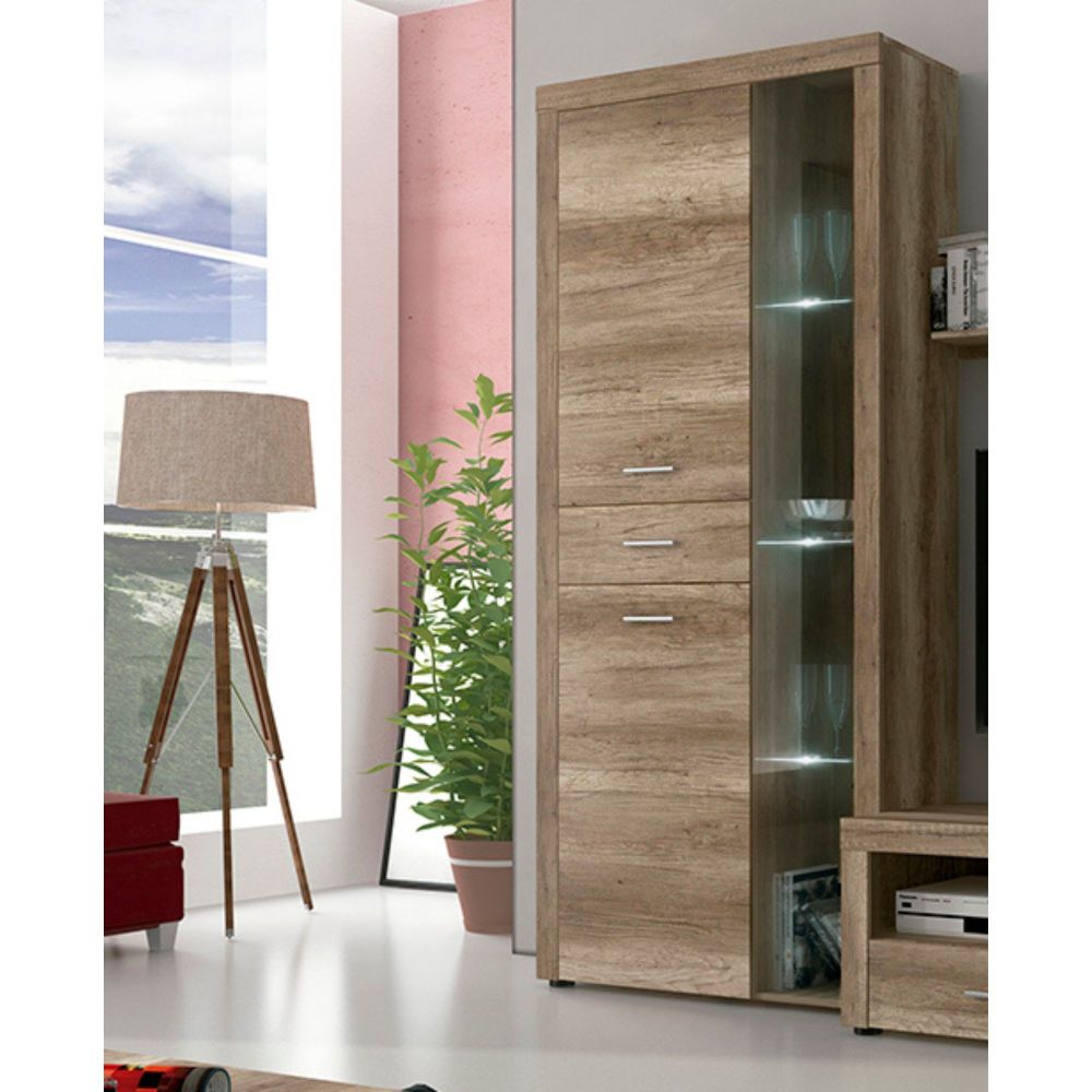 Mueble de Comedor, Mueble Salón, Acabado en Color Cañón, Medidas: 296 cm (Ancho) x 212 cm (Alto) x 41,4 cm (Fondo)