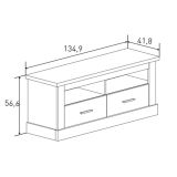 Mueble de Comedor, Mueble Salón, Acabado en Blanco y Cambria, Medidas: 297 cm (Ancho) x 201,6 cm (Alto) x 41,8 cm (Fondo)