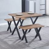 Mesa comedor + 2 taburetes: Mesa madera y Patas Metálicas En Negro (76x100x70 Cm) + 2 Taburetes (45x80x35 Cm )