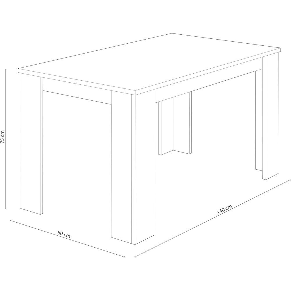 Mesa de Comedor, Mesa de Salón Fija, Color Andersen Pino, Medidas: 140 cm (Largo) x 80 cm (Ancho) x 75 cm (Alto)