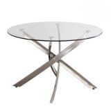 Mesa Redonda con Tapa de Cristal y Estructura Metálica Pata Cromada | Medidas: 110 x 73 cm