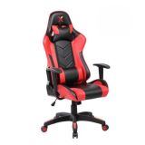 Silla de Oficina Ergonómica en Símil Piel Roja y Negra con Respaldo Alto, Sistema Hidráulico- Medidas 65x55/130x125,5/135,5 cm