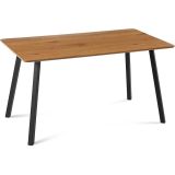 Mesa de Comedor Fija con Tapa de Melamina Color Roble y Estructura Metálica Negra Mate - Medidas 120x80x75 cm
