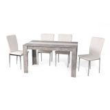 6 Sillas de Comedor con Relleno de Espuma, Tapizado en Símil Piel Blanco y Patas Metálicas Cromadas - Medidas 44x91,5x47 cm
