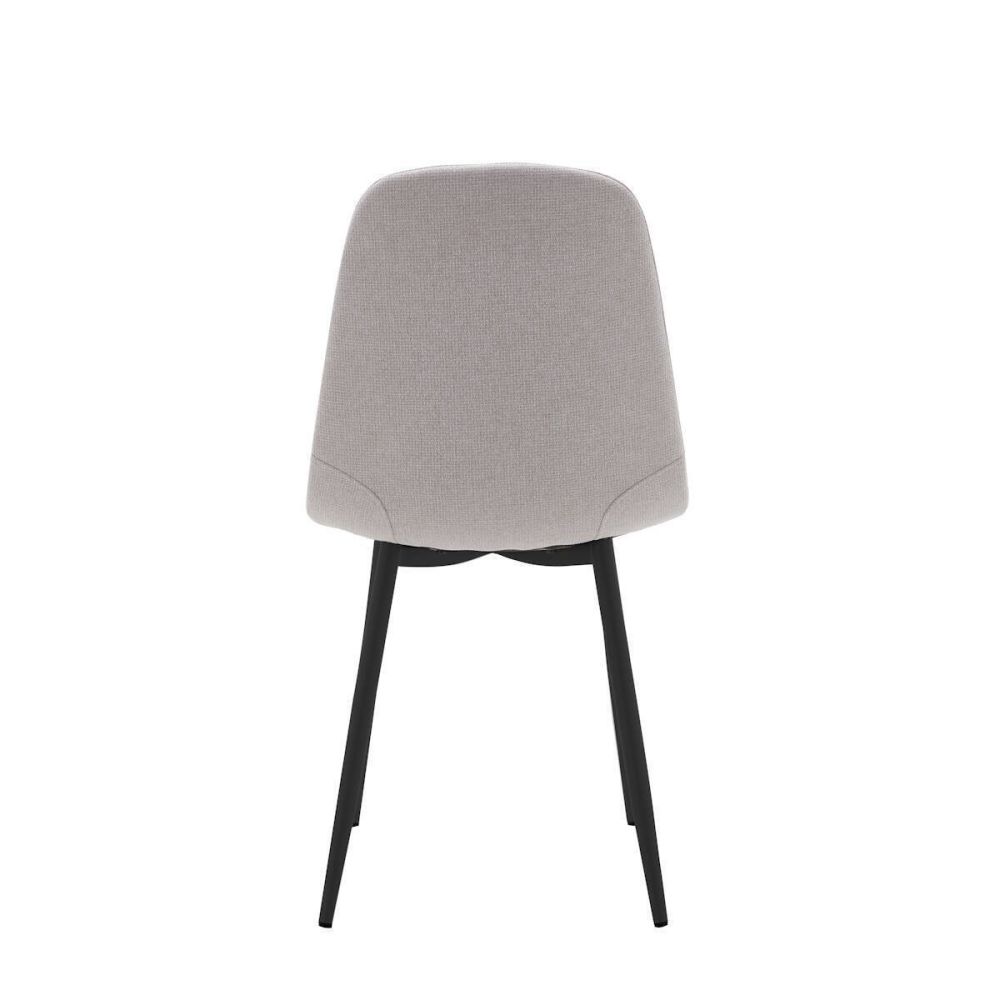 Pack de 4 Sillas con Estructura Tapizada en Tela Beige Claro, Patas Metálicas con Acabado Negro, Medidas 44x53x86 cm