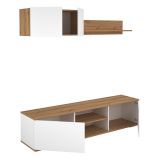 Mueble Salón Comedor 2 Módulos y 1 Estantería con puertas Color Blanco Y roble Estilo Moderno 180x80x40 Cm
