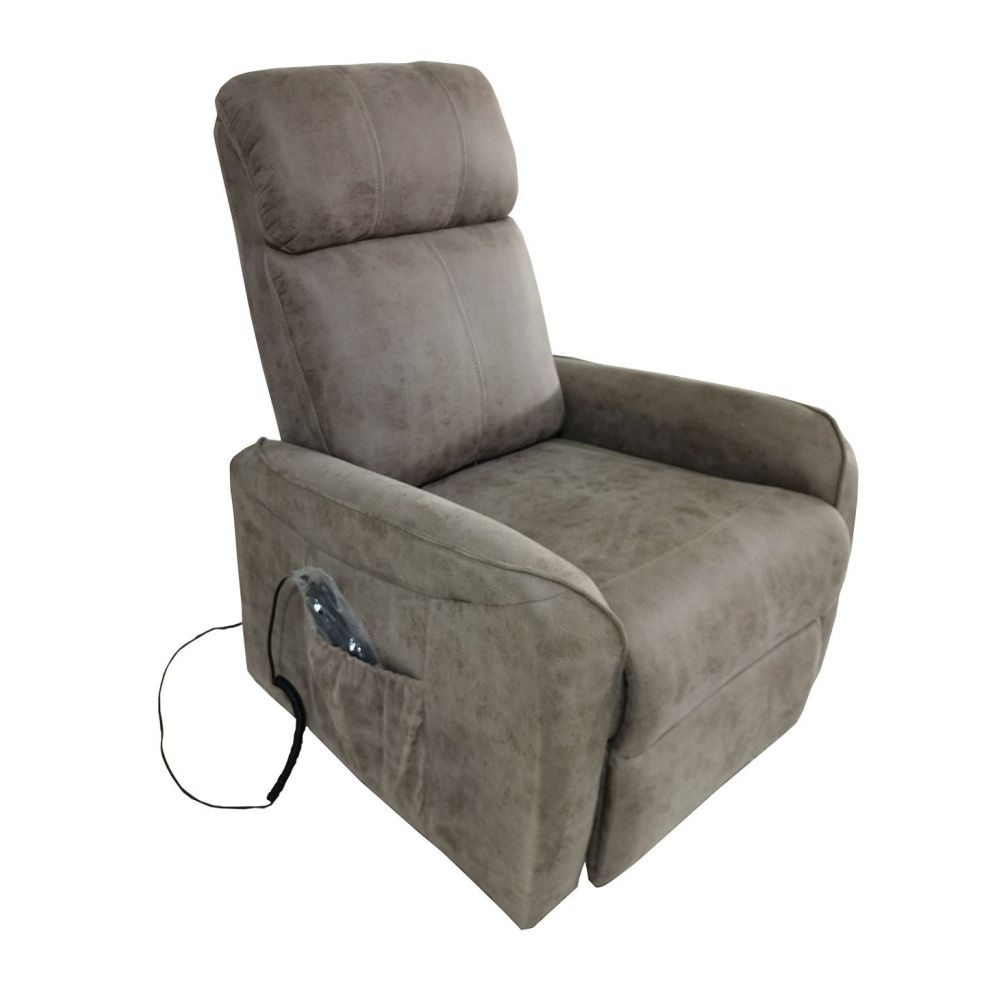 Butaca Relax Power Lift con Estructura de Madera de Eucalipto, Color Cemento, 74x100x88 cm